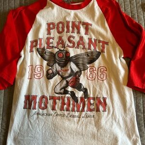 Point Pleasant Mothman Raglan Shirt - Red & White